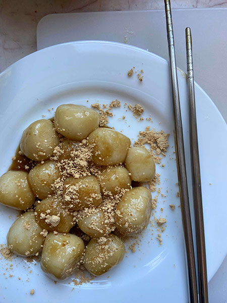 finished kinako brown sugar mochi