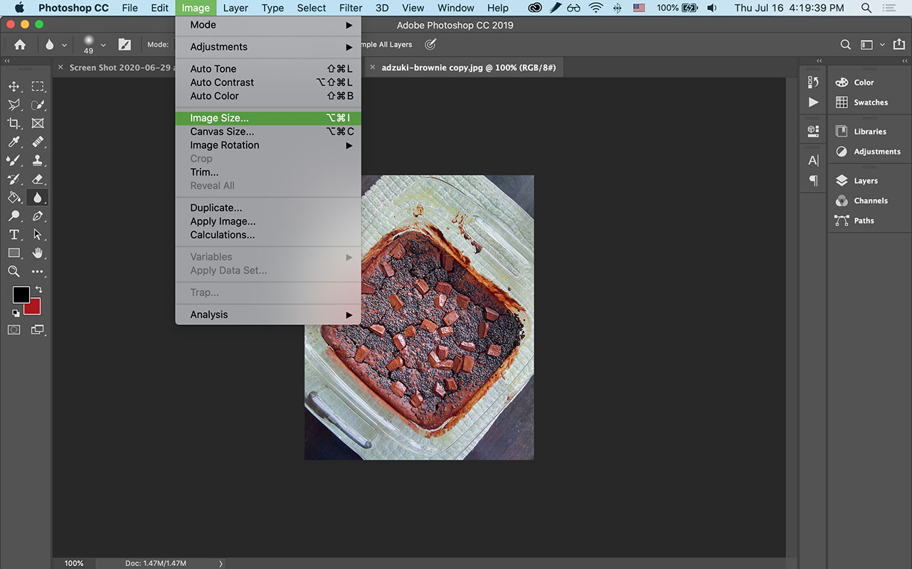 photoshop step 1 to change size of photo
