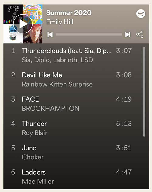 screenshot of spotify widget